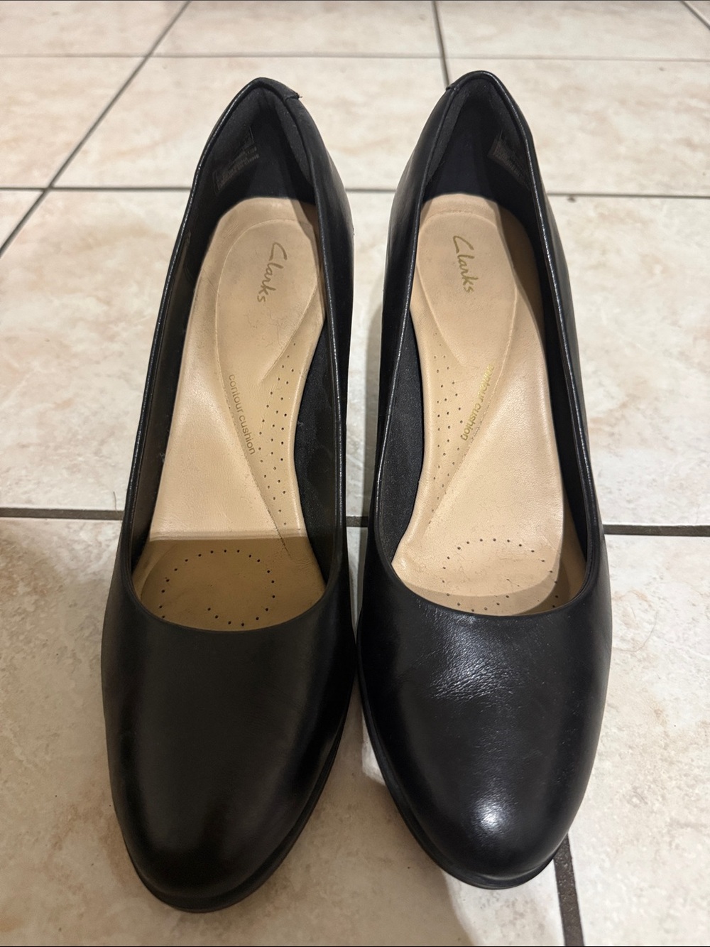 Clarks Black Leather Women's Heel Pump